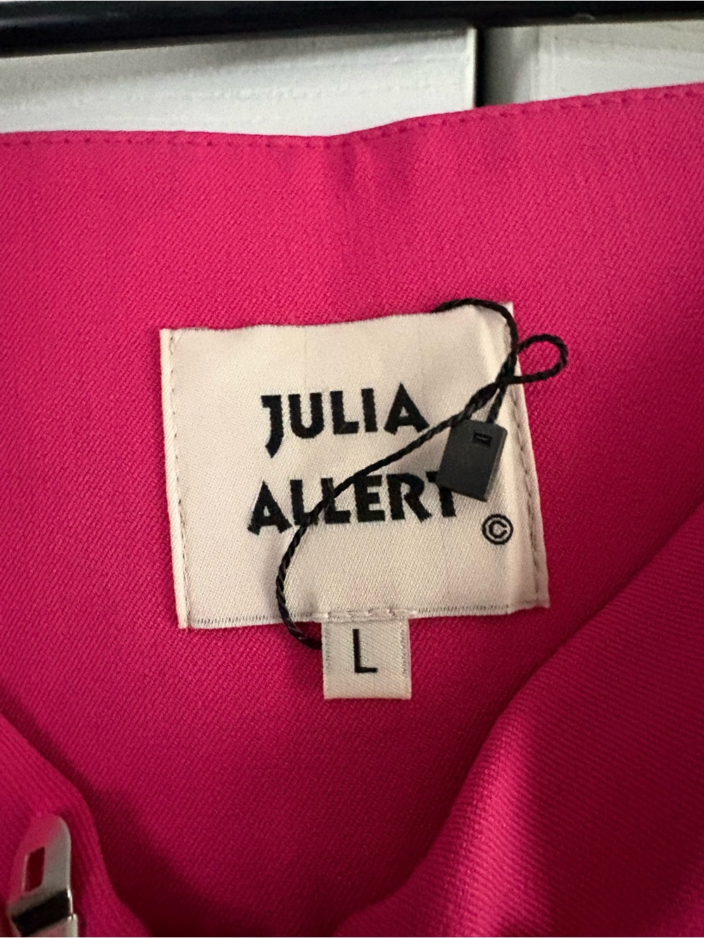 Fuchsia Pencil Skirt with Asymmetric Hem and Belt - Picture 3 of 4